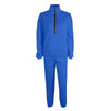 Ladies Spring And Autumn Casual Sports Street Fleece Sweatshirt Set XXL(Blue)