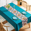 PVC Waterproof Oil-proof Embroidery Yarn Tablecloth, Size: 140x220cm(Ethnic Blue)