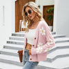 Autumn and Winter Female Knitted Cardigan College Style Sweater Jacket, Size: M(Pink)