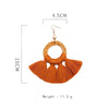 1 Pairs Ethnic Style Cotton Tassel Earrings Exaggerated Earrings Long Earrings(Beige)