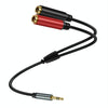 0.3m Gold Plated 3.5mm TRS Male to 2 x 6.35mm Female Laptop Y Splitter Adapter Audio Cable(Black)