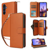 For Samsung Galaxy A16 Nine-card Slots Zipper Wallet Bag Leather Phone Case(Brown)