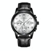 FNGEEN 4006 Men Trendy Waterproof Quartz Watch(Black Leather Black Steel White Surface)