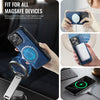 For iPhone 14 Pro AutSpace A12 MagSafe Magnetic RFID Card Bag Phone Case(Blue)