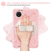 For Xiaomi Redmi Pad SE 8.7 Rotatable Holder Silicone Hybrid PC Tablet Case with Shoulder Strap(Cherry Blossom Pink)