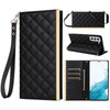 For Samsung Galaxy S21+ 5G Crossbody Rhombic Sucker Leather Phone Case(Black)