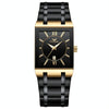 FNGEEN 3627 Waterproof Calendar Men Square Watch(Black Belt Gold Shell Black Surface)
