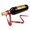 Metal Ribbon Suspended Wine Bottle Holder Home Desktop Decorative Ornaments(Red)
