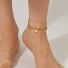 OPK GZ193 Stainless Steel Double Layers Heart Anklet(Gold)