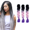 Fashion Color Gradient Individual Braid Wigs Chemical Fiber Big Braids, Length: 60cm(44 Black+Pink+Purple)