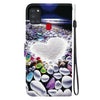 For Samsung Galaxy A21s Crystal Texture Colored Drawing Leather Phone Case(Heart Shaped)