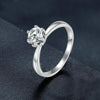 MSR006 Sterling Silver S925 Six Claw Moissanite Ring White Gold Plated Jewellery, Size: No.7