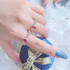J361 Vintage Ladies Inlaid Natural Pigeon Blood Redstone Ring(Rose Gold)