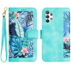 For Samsung Galaxy A13 5G / 4G Floral Pattern Leather Phone Case with Lanyard(Green)