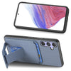 For Samsung Galaxy S25+ 5G Carbon Fiber Card Bag Fold Stand Phone Case(Blue)