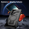 For Samsung Galaxy S24+ 5G Shield Hollow Frame Holder MagSafe Phone Case(Black)