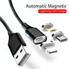 M11 3 in 1 3A USB to 8 Pin + Micro USB + USB-C / Type-C Nylon Braided Magnetic Data Cable, Cable Length: 1m (Black)