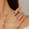 BSR461-7 S925 Sterling Silver White Gold Plated Light Luxury Green Diamond Ring Hand Decoration