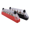 Pair 6 Way 48V 150A M6 Power Distribution Block Terminal Studs with 12pcs Terminals(Black + Red)