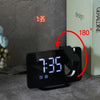 Projection LED Large Screen Display Alarm Clock Radio Electronic Clock(Black Shell White Lamp)