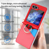 For Samsung Galaxy Z Flip6 VIETAO Metal Ring Card Slot PU Phone Case(Red Pink)