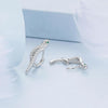 BSE669-B Sterling Silver S925 White Gold Plated Zircon Snake Earrings