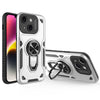 For iPhone 14 Plus Metal Rotating Bracket TPU + PC Magnetic Phone Case(White)