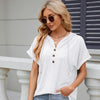 Ladies Summer Hooded Button Loose Short Sleeve T-Shirt Blouse, Size: M(White)