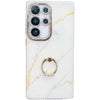 For Samsung Galaxy S23 Ultra 5G Electroplated Marble Texture Ring Holder Phone Case(Gold White S1)