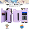 For iPhone 8 Plus / 7 Plus Double Flap Zipper RFID Leather Phone Case with Short Lanyard(Light Purple)