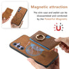 For Samsung Galaxy F15 / M15 Retro Cross Leather Ring Side Insert Card Bag MagSafe Phone Case(Brown)