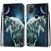 For Alcatel 3X 2020 Coloured Drawing Cross Texture Horizontal Flip PU Leather Case with Holder & Card Slots & Wallet & Lanyard(Contemplative Wolf)