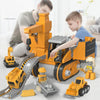 4 in 1 DIY Assembled Engineering Vehicle Rail Sliding Car Electric Version