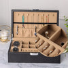 P57 Double-Layer PU Leather Jewelry Box Ring Necklace Watch Storage Box(Black)