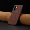 For Samsung Galaxy A25 Solid Color Plating MagSafe Full Coverage Phone Case(Brown)
