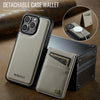 For iPhone 14 Pro Max AutSpace A12 MagSafe Magnetic RFID Card Bag Phone Case(Khaki)