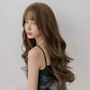 Wig Female Long Hair Big Wave Fluffy Full Headgear Long Curly Hair(Black Brown 65cm)