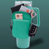 Water Cup Sided Storage Pockets With Zipper Fit For 40Oz Tumbler(Double Pocket-Green)