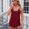 Women Tank Tops Summer Sleeveless Spaghetti Straps Camisole Top, Size: L(Wine Red)