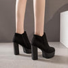 Autumn And Winter Thick And High Heeled Warm Low Boots For Ladies, Size: 35(Black Two Cotton)