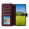 For Samsung Galaxy S23 Ultra 5G Nine-card Slots Zipper Wallet Bag Leather Phone Case(Wine Red)