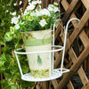 Iron Metal Railing Potted Plant Shelves Hanging Flowerpot Rack (White)