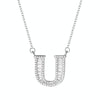 Women Fashion S925 Sterling Silver English Alphabet Pendant Necklace, Style:U