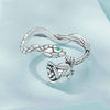 S925 Sterling Silver Platinum-plated Snake Rose Open Ring, Model: BSR239