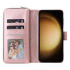 For Samsung Galaxy S25+ 5G 9-Card Slots Zipper Wallet Bag Leather Phone Case(Rose Gold)