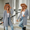 Autumn And Winter Women Button Long Sleeve Loose Cardigan Jacket, Size: XL(Gray Blue)
