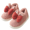 Winter Indoor Thick-Soled Rabbit Ear Bowknot Warm Cotton Slippers, Size: 36-37(Pink)