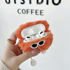 For AirPods 3 Plush Sunglasses Monster Bluetooth Earphone Protective Case(Orange)