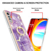 For LG Velvet 4G & 5G / G9 Velvet Electroplating Marble Pattern IMD TPU Shockproof Case with Ring Holder(Purple 002)