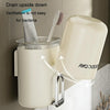 Washing Cup Toothbrush Holder Wall Mounted Home Bathroom Multifunctional Storage Rack(Cream Color)